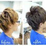 金髪からアッシュ系メンズヘアーへスタイルチェンジ