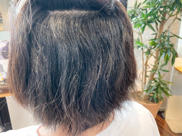 くせ毛で多くて硬い広がる髪を縮毛矯正でふんわり丸いショートボブに 本物の天然100％へナのハナヘナで－5歳の