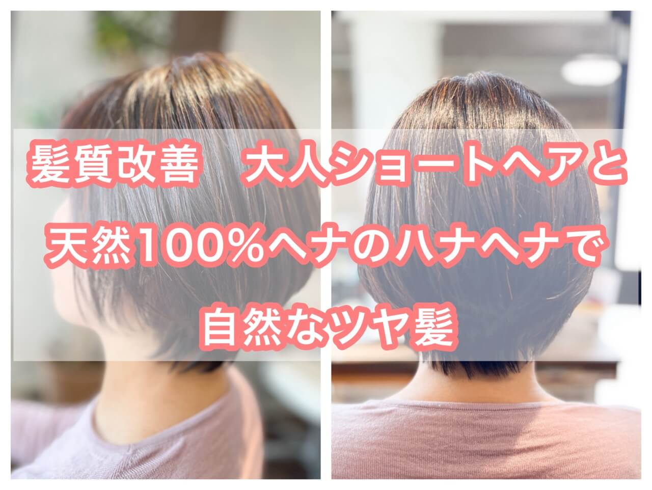 髪質改善 大人ショートヘアと天然100％ヘナのハナヘナで自然なツヤ髪